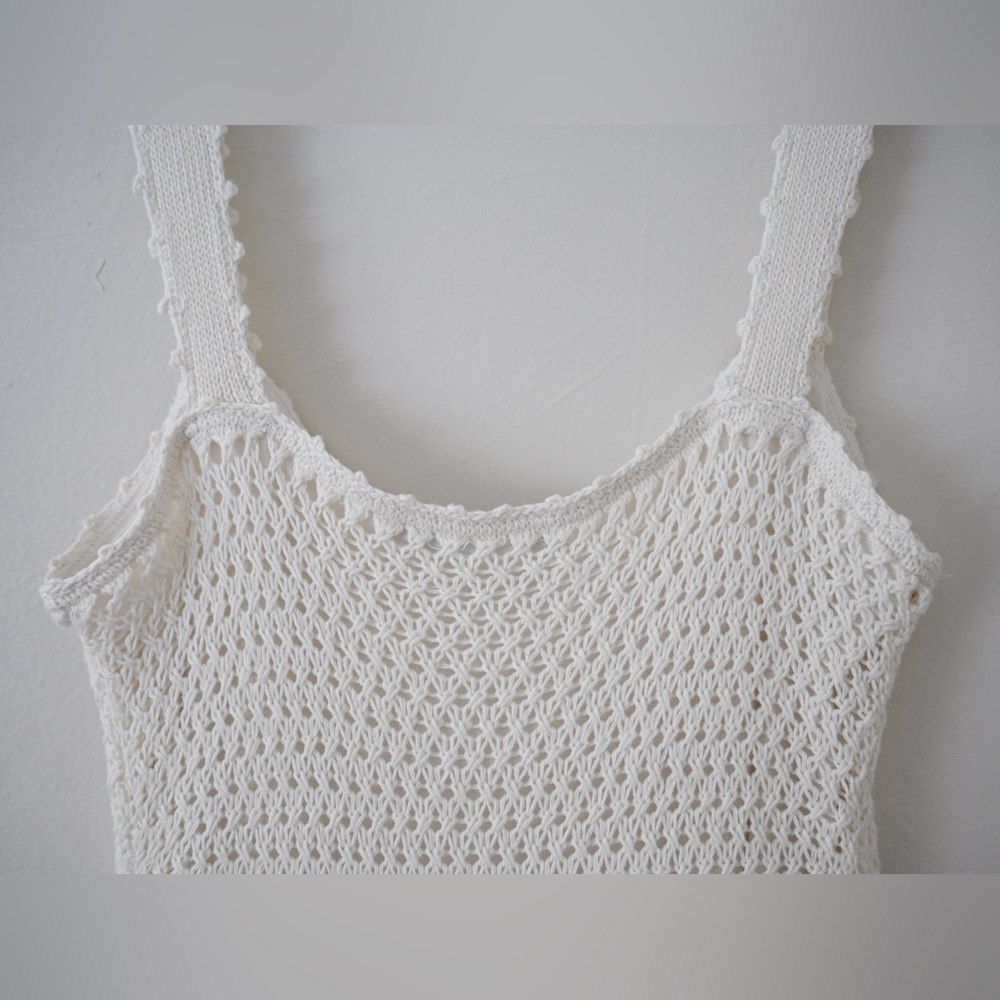 Abercrombie & Fitch Cream Crochet Knit Dress Boho Midi Size M (Tall) Fairy - Picture 6 of 15